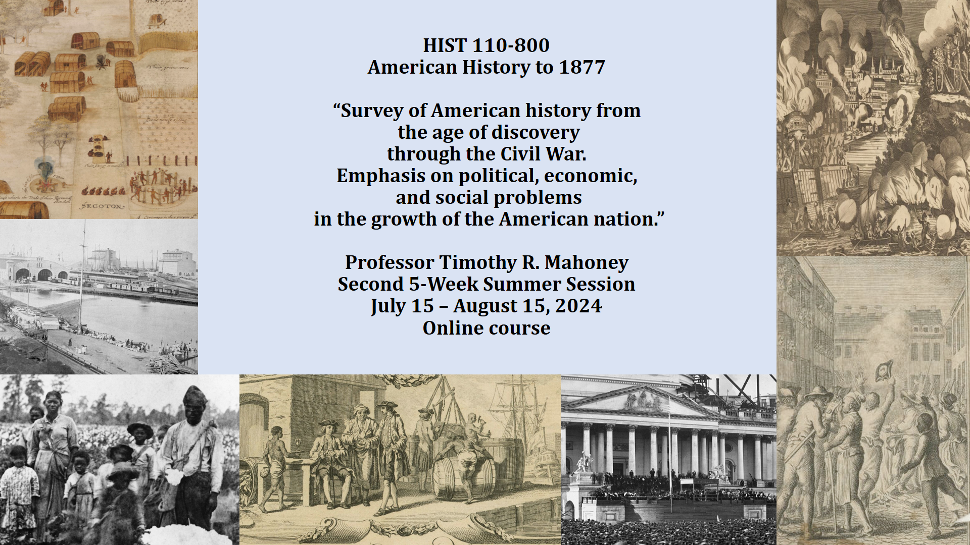 Sample Summer 2024 HIST Courses