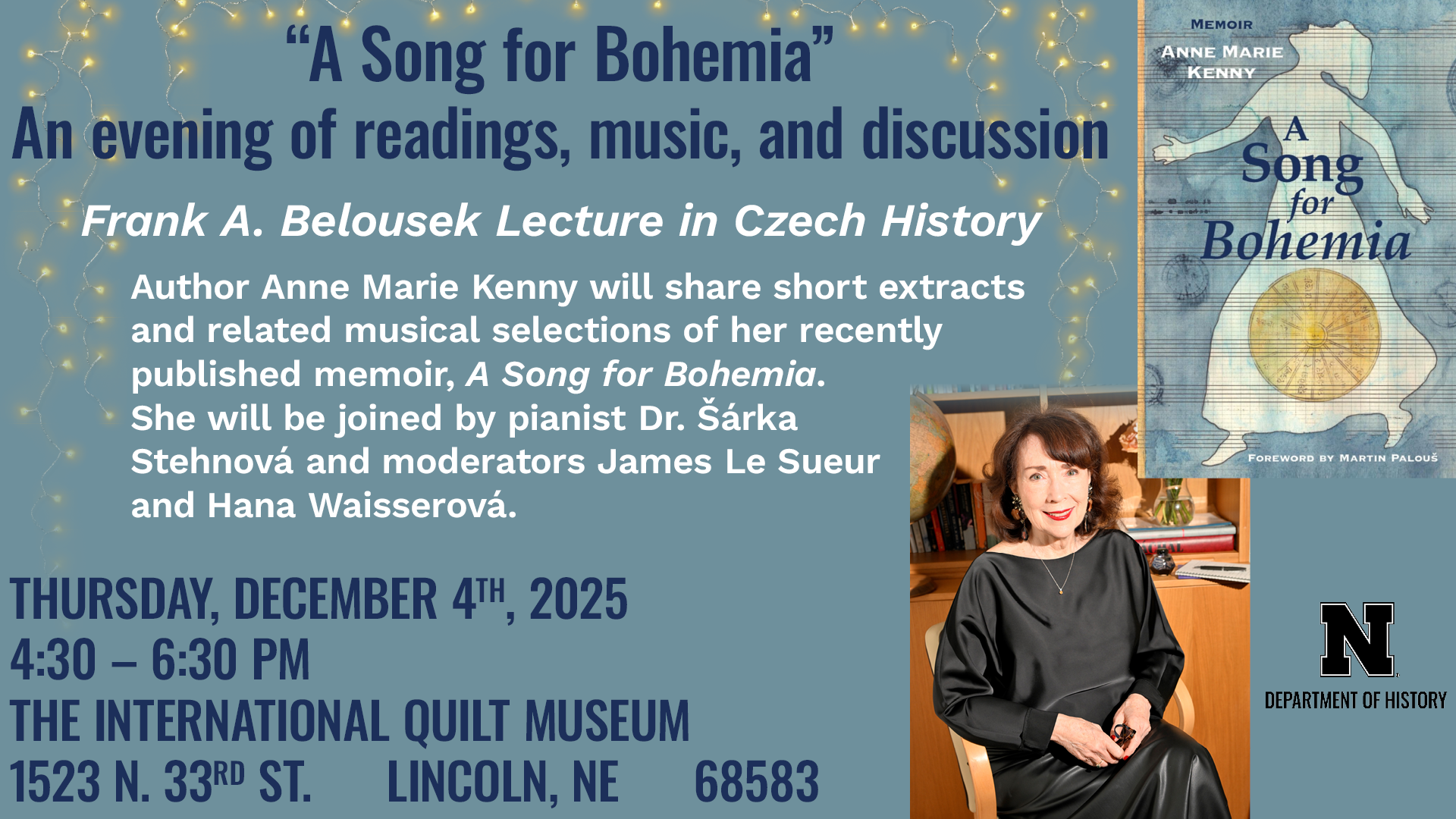 Poster for the Dec. 2025 Belousek Lecture, feat. Anne Marie Kenny