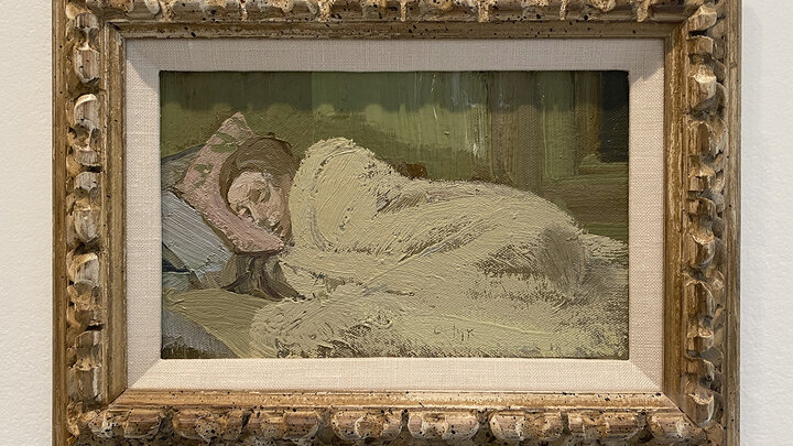 "Sleeping Woman," a 1983 oil painting by Harry Orlyk, is on view at Sheldon Museum of Art in "Framing a Legacy: Gifts from Ann and James Rawley."